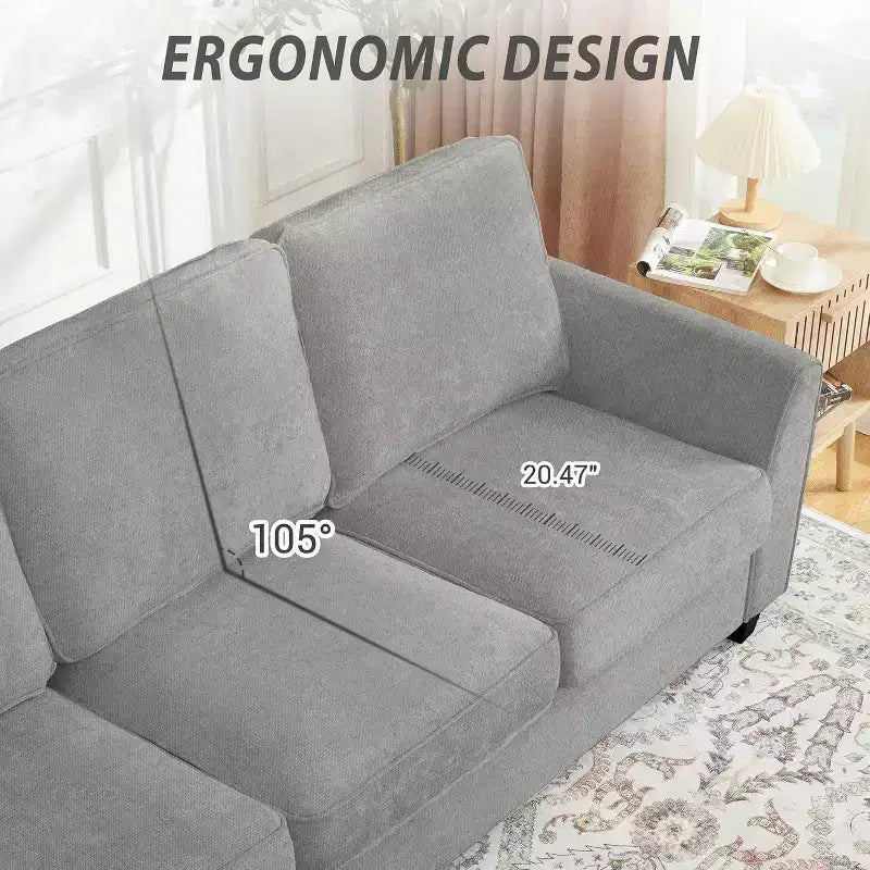 Oversized 83" Modern Chenille 3-Seater Sofa – Deep Seat Lounge Couch with Washable Cover