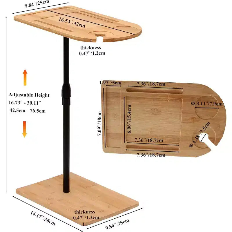 C-Shaped Sofa Tray Table – 360° Rotatable & Height-Adjustable Side Table for Bed & TV
