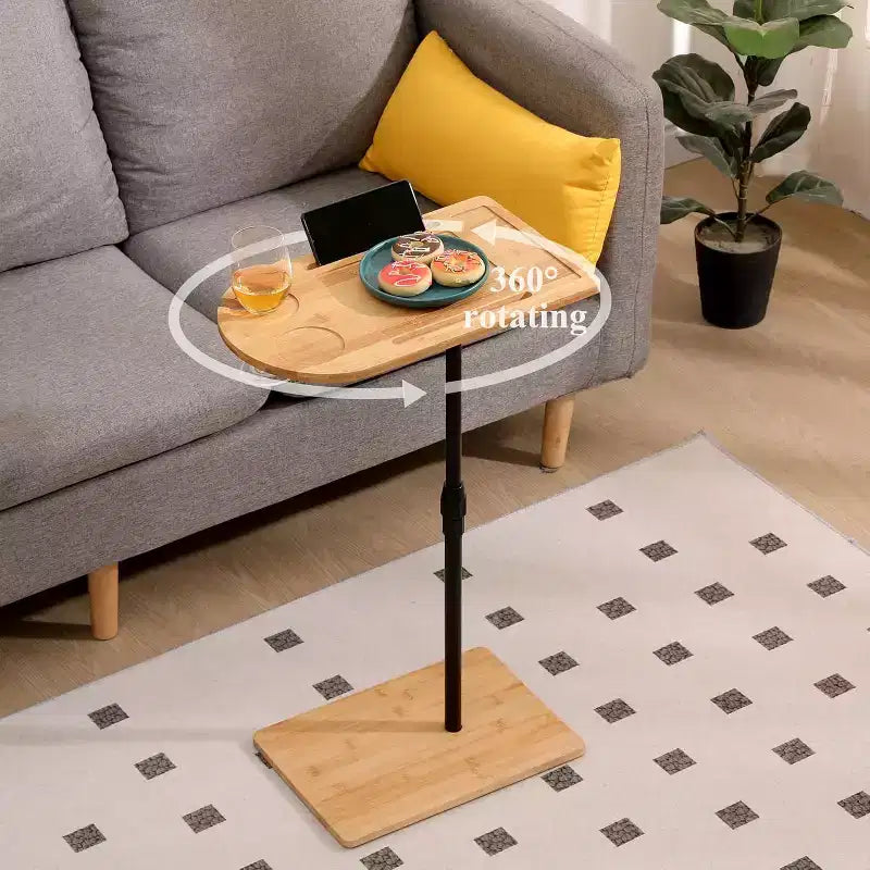 C-Shaped Sofa Tray Table – 360° Rotatable & Height-Adjustable Side Table for Bed & TV