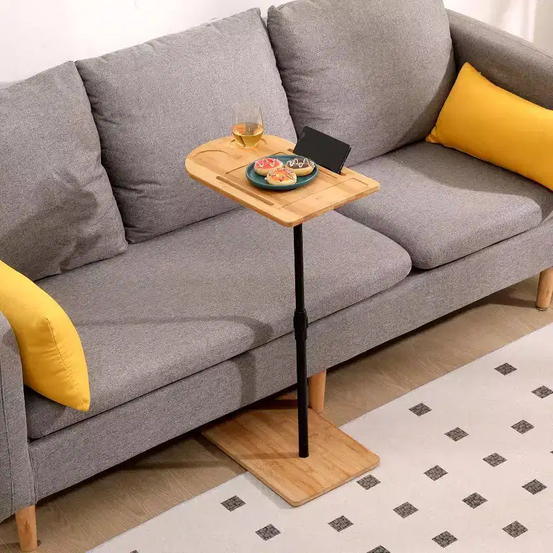 C-Shaped Sofa Tray Table – 360° Rotatable & Height-Adjustable Side Table for Bed & TV