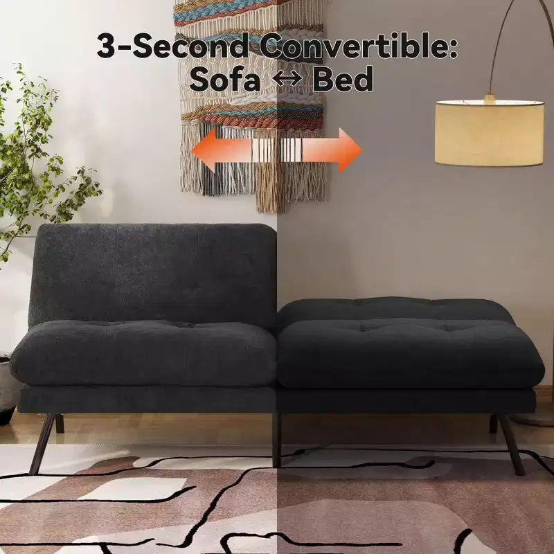 72" Convertible Futon Sofa Bed – Terry Cloth Couch, Adjustable Backrest & Washable Covers