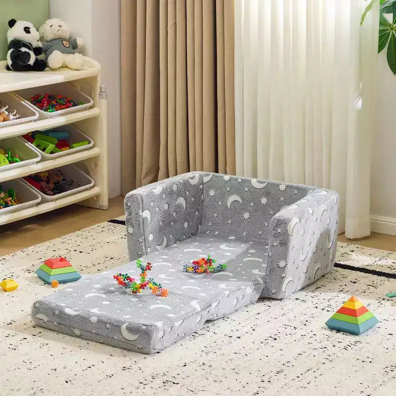 Kids Single Folding Sofa Bed with Luminous Feature – Full Sponge 1-Piece Children's Sofa