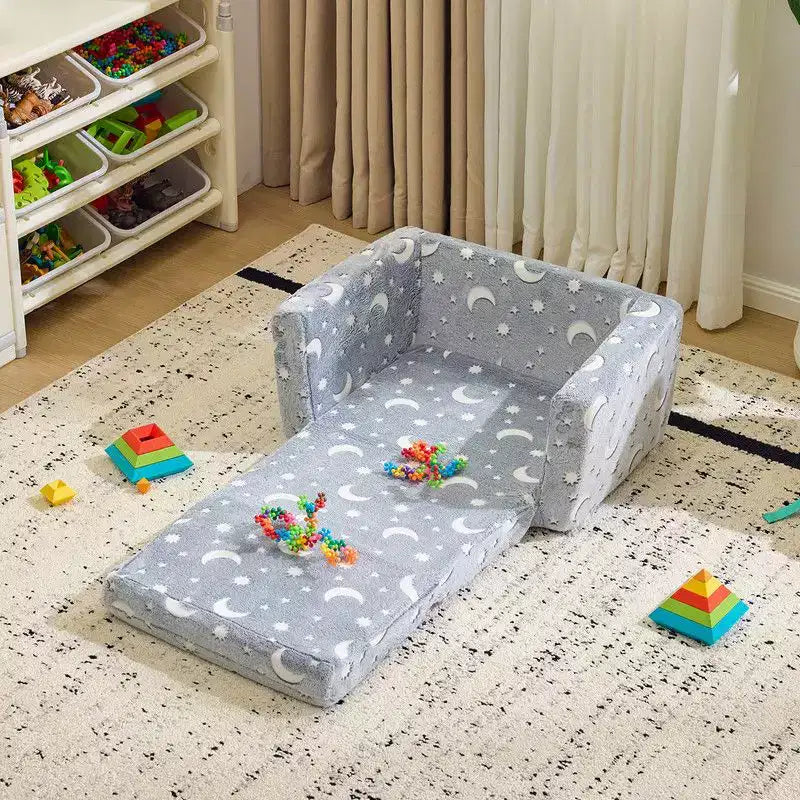 Kids Single Folding Sofa Bed with Luminous Feature – Full Sponge 1-Piece Children's Sofa