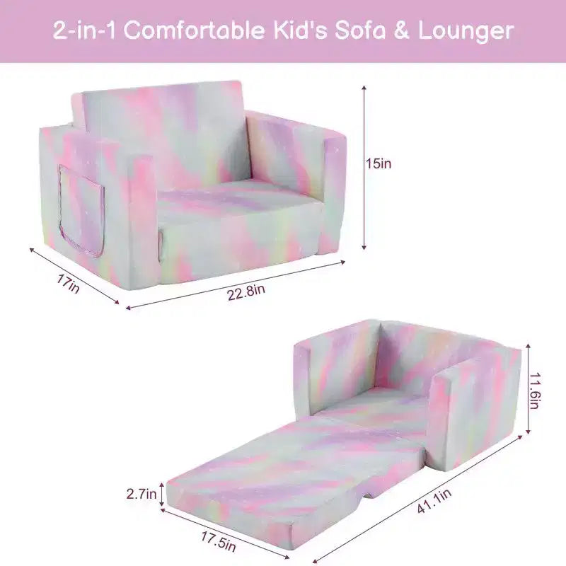 Kids Single Folding Sofa Bed – Full Sponge 1-Piece Children's Sofa