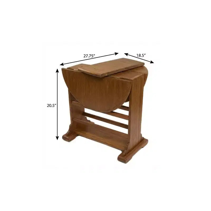 21" Brown Solid Wood Oval Drop Leaf End Table