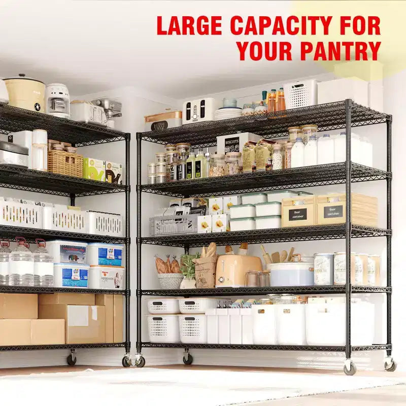 73" Heavy Duty 4-Tier Storage Shelving Unit – 2640LBS Capacity, Wheels & Feet, Garage & Pantry