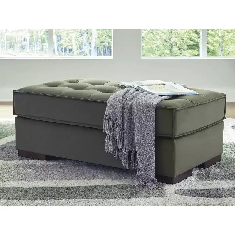 Oversized Accent Ottoman – Tufted Polyester Upholstery, Olive Green
