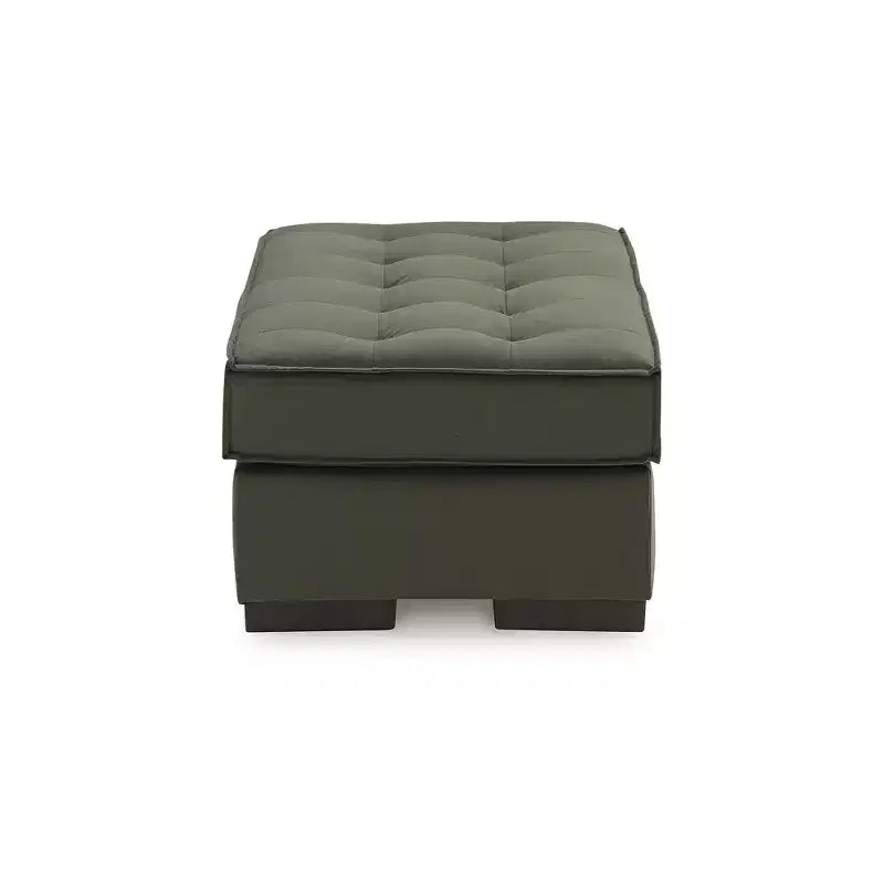 Oversized Accent Ottoman – Tufted Polyester Upholstery, Olive Green