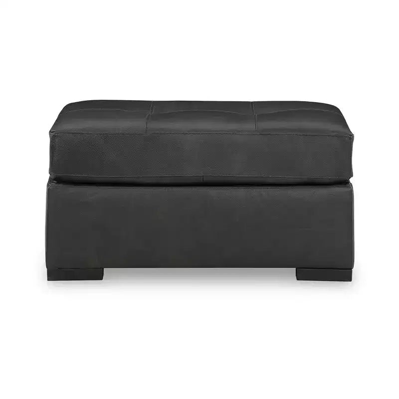 Oversized Accent Ottoman – Top Grain Leather Cushion, Fog Black