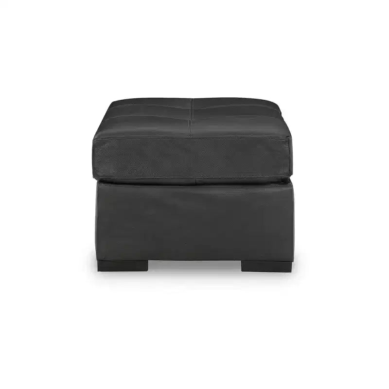 Oversized Accent Ottoman – Top Grain Leather Cushion, Fog Black