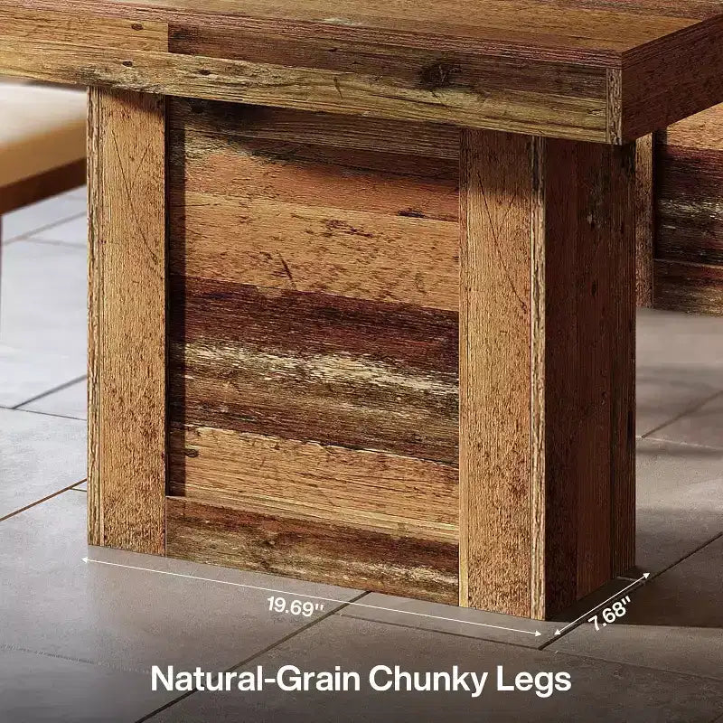 63" Farmhouse Dining Table for 6 – Rectangle Wooden Kitchen Table, Heavy-Duty Legs, Rustic Brown