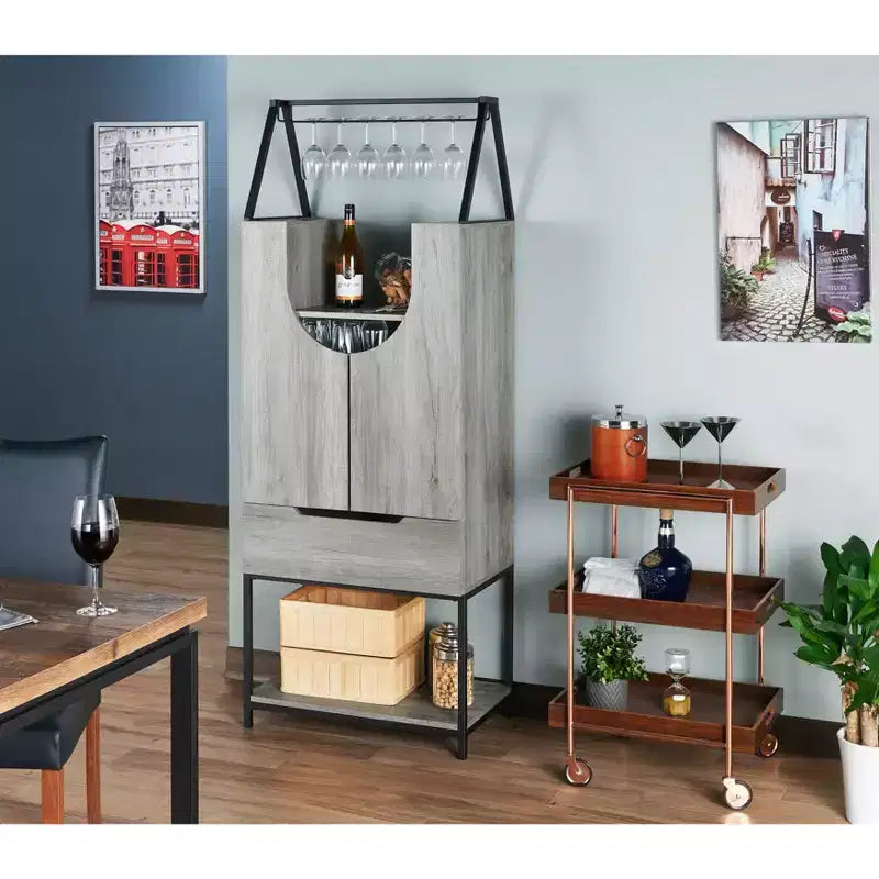 Mehrfach-Aufbewahrungs-Weinschrank – Vintage Grau