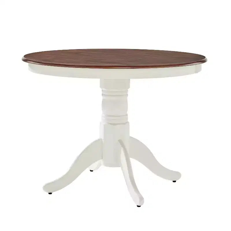 Shelby Round Dining Table – Distressed White Finish