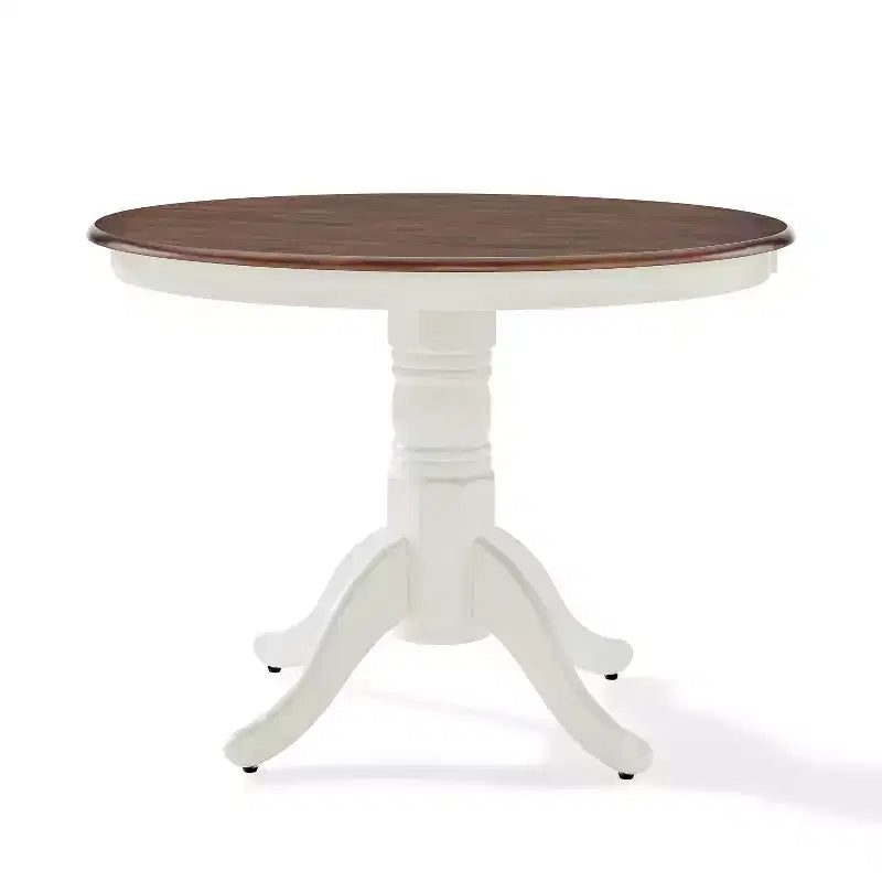 Shelby Round Dining Table – Distressed White Finish