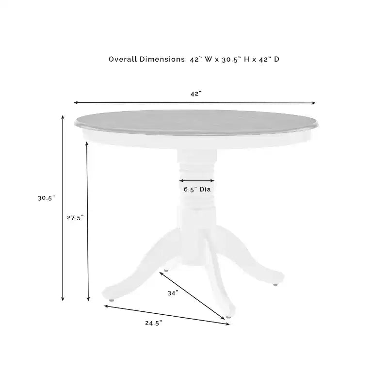 Shelby Round Dining Table – Distressed White Finish