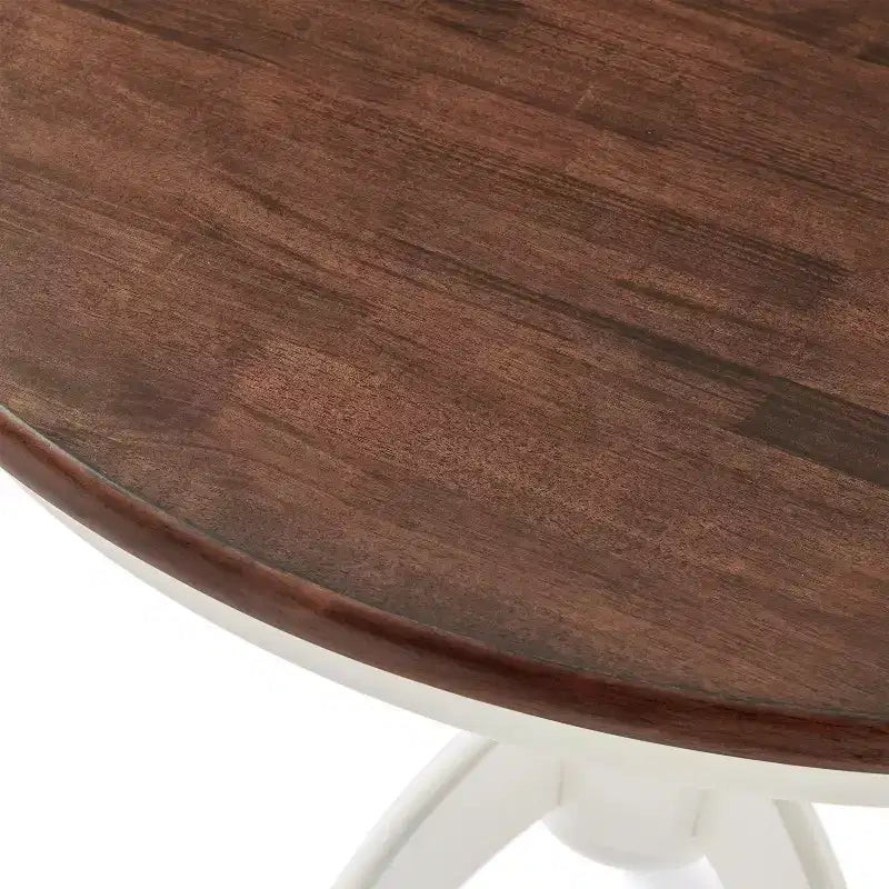 Shelby Round Dining Table – Distressed White Finish