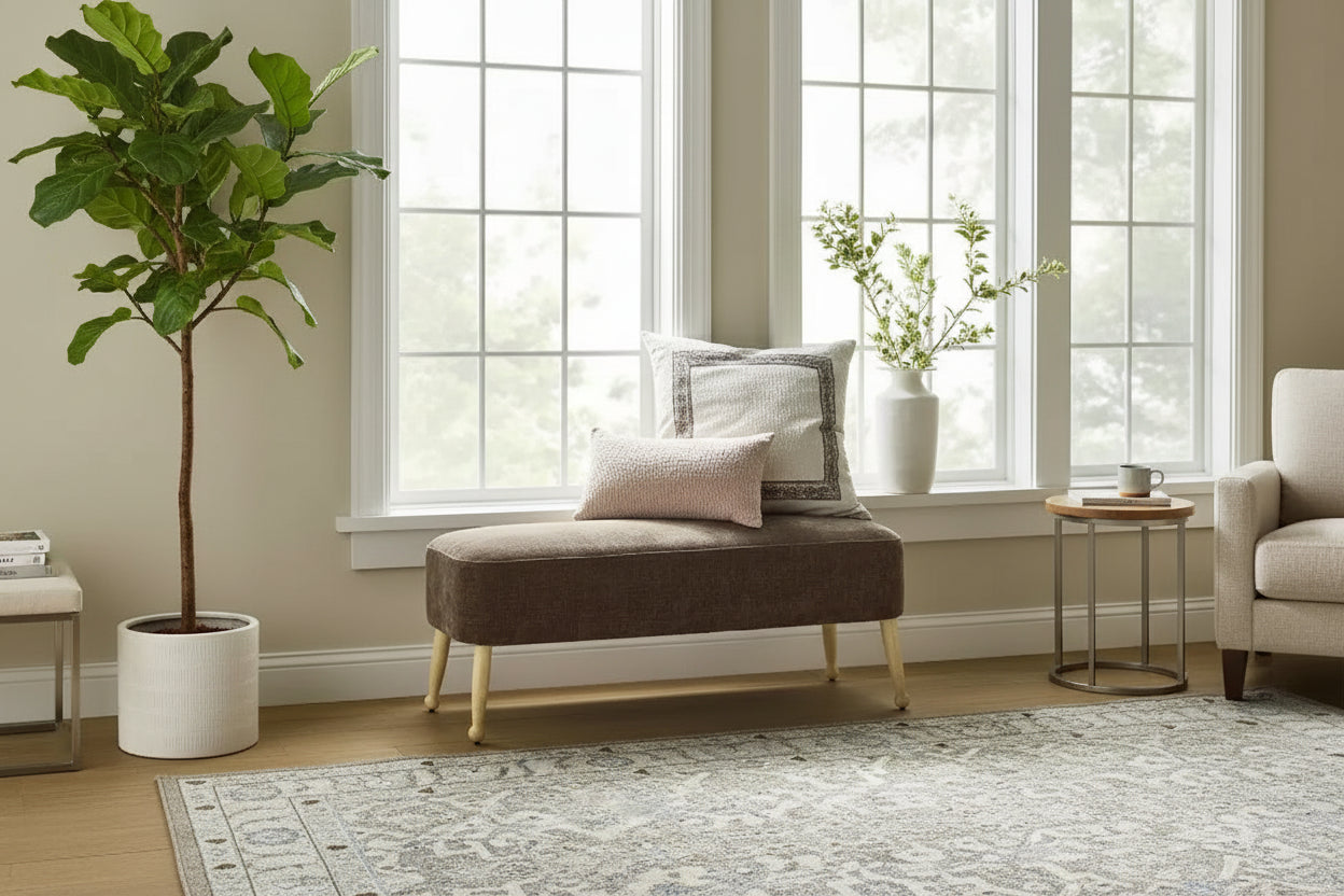 Corallina Upholstered Wooden Bench Natural Wood/Dark Brown - Threshold™ designed with Studio McGee