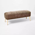 Upholstered Wooden Bench – Natural Wood & Dark Brown