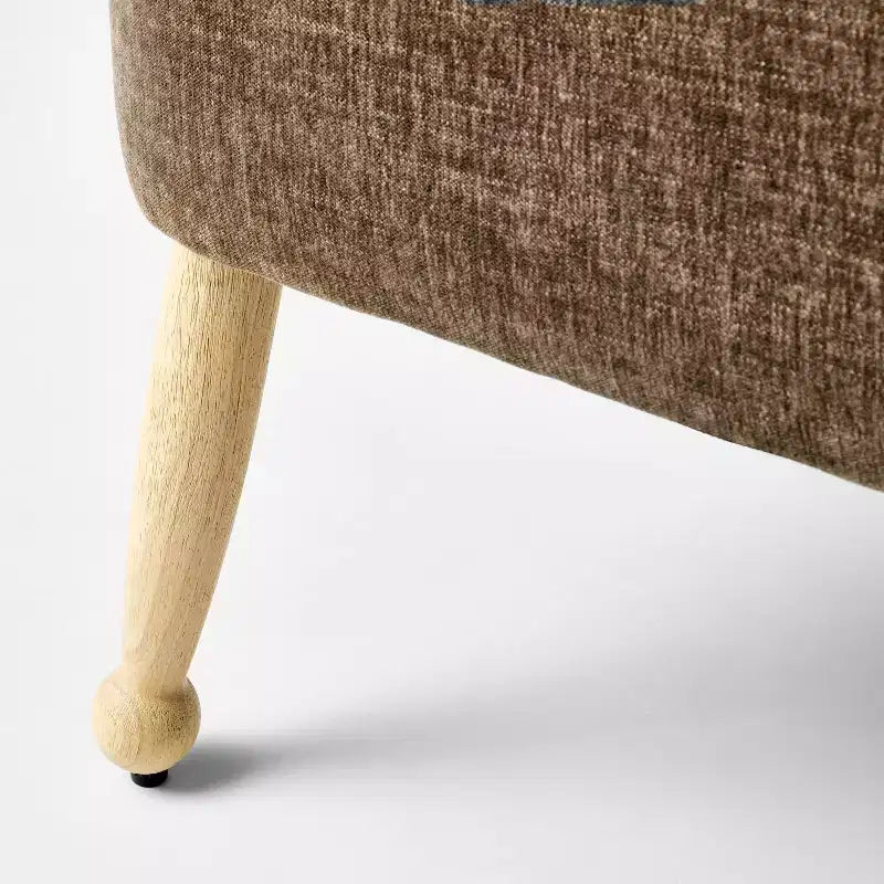 Upholstered Wooden Bench – Natural Wood & Dark Brown