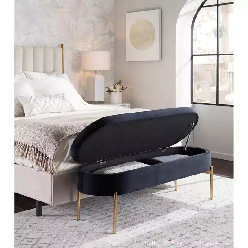 48" Contemporary Upholstered Storage Bench