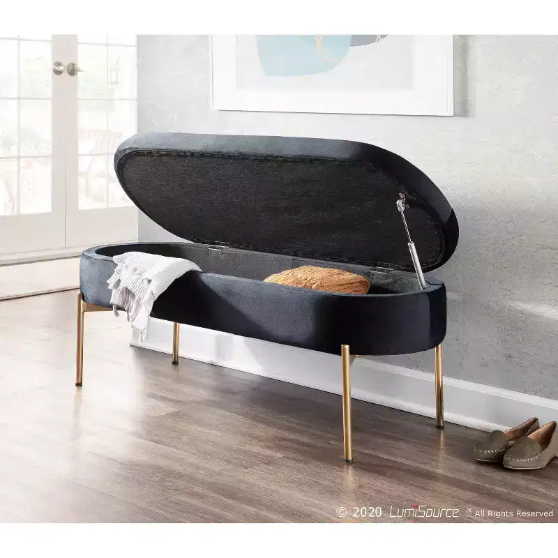 48" Contemporary Upholstered Storage Bench