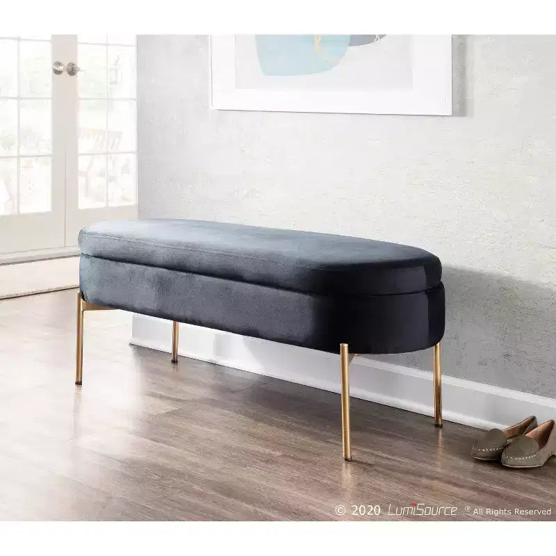 48" Contemporary Upholstered Storage Bench