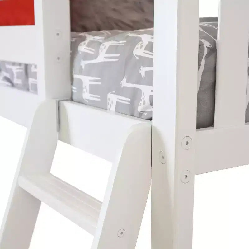 Solid Wood L-Shaped Bunk Bed – Twin over Full with Bookcase for Kids