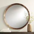 34" Round Decorative Wall Mirror – Rustic Hammered Jagged Metal Frame