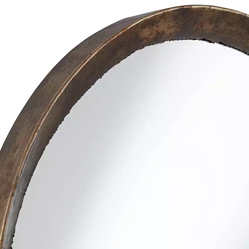 34" Round Decorative Wall Mirror – Rustic Hammered Jagged Metal Frame