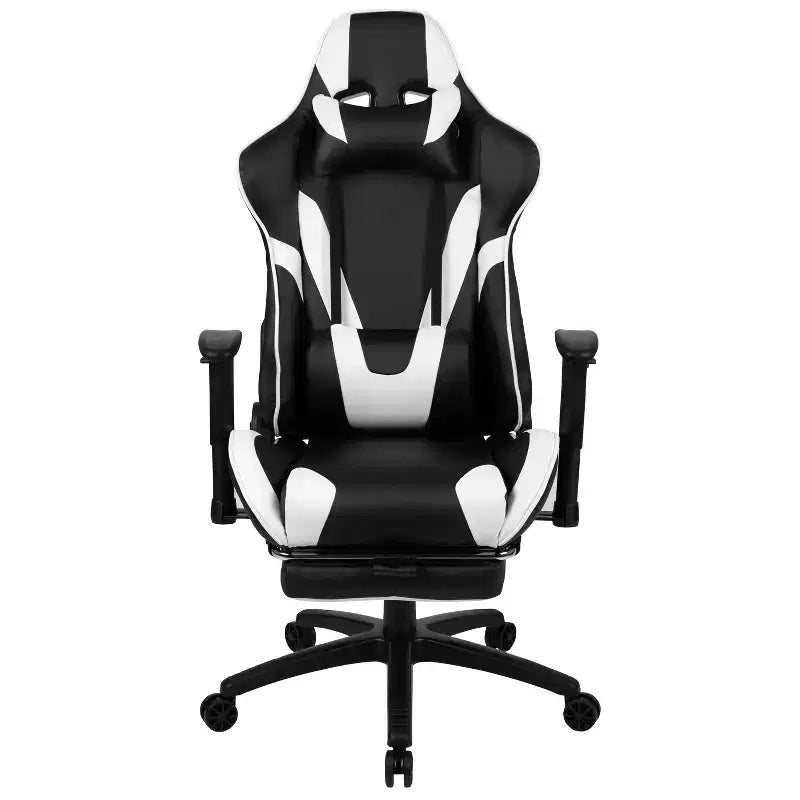 X30 Ergonomic Office Chair – Reclining Back & Slide-Out Footrest, Red LeatherSoft