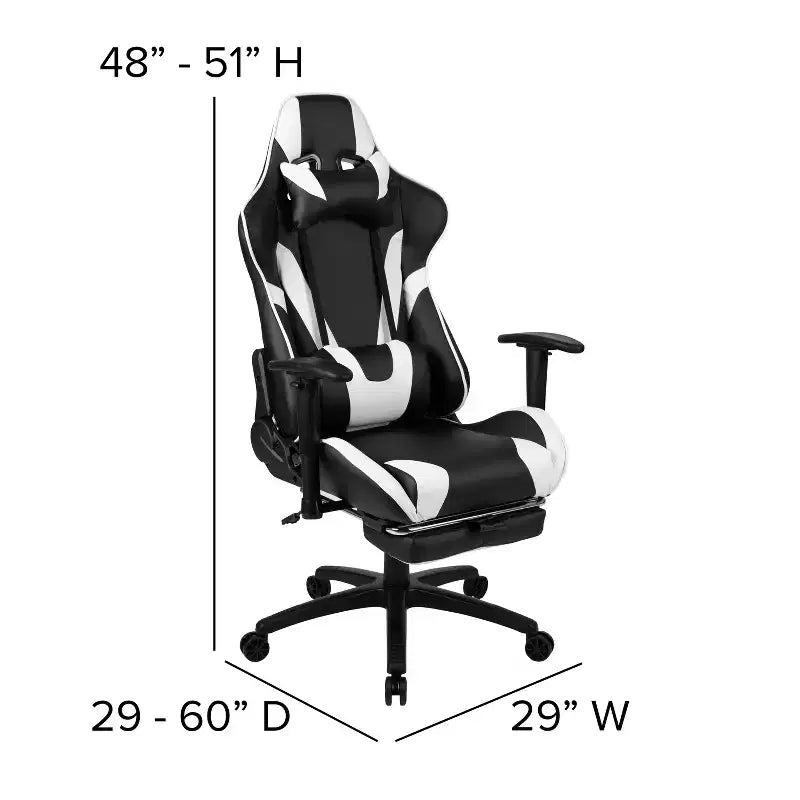 X30 Ergonomic Office Chair – Reclining Back & Slide-Out Footrest, Red LeatherSoft
