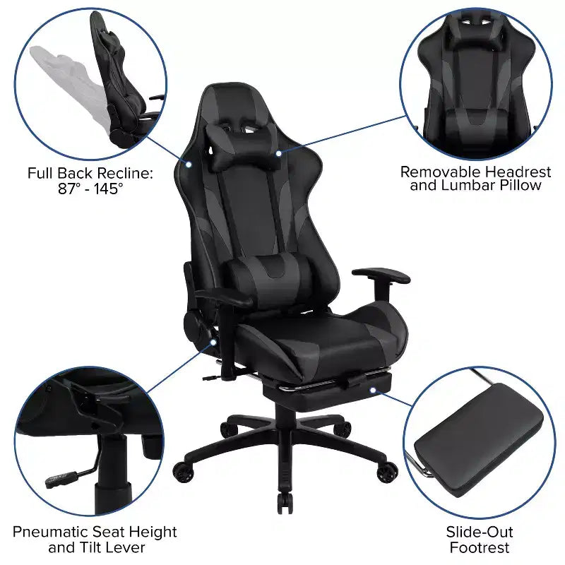 X30 Ergonomic Office Chair – Reclining Back & Slide-Out Footrest, Red LeatherSoft