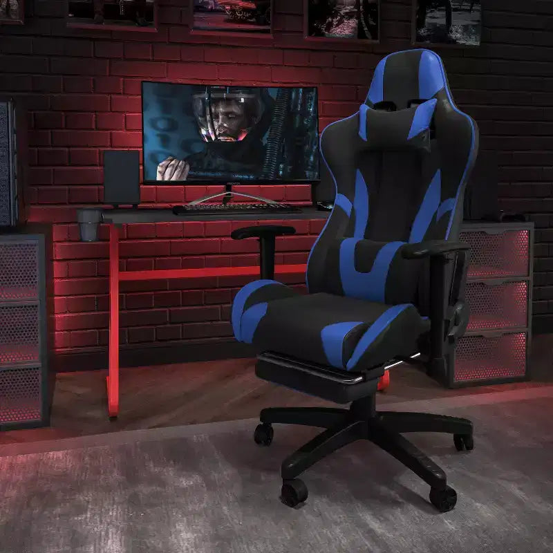 X30 Ergonomic Office Chair – Reclining Back & Slide-Out Footrest, Red LeatherSoft