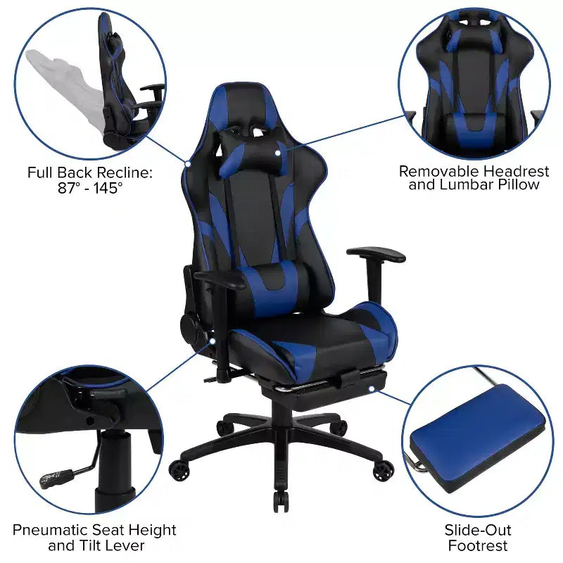 X30 Ergonomic Office Chair – Reclining Back & Slide-Out Footrest, Red LeatherSoft