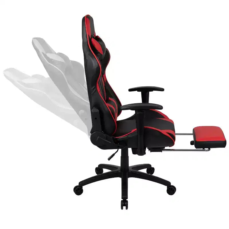 X30 Ergonomic Office Chair – Reclining Back & Slide-Out Footrest, Red LeatherSoft