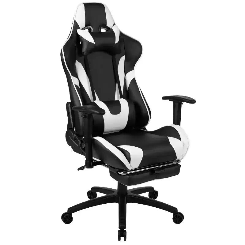 X30 Ergonomic Office Chair – Reclining Back & Slide-Out Footrest, Red LeatherSoft