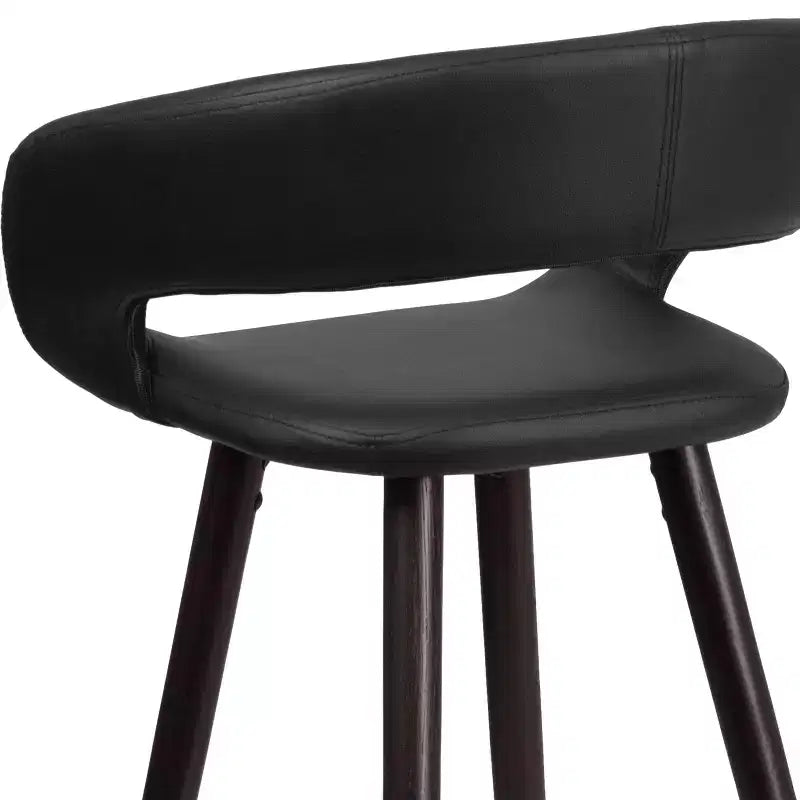 Series 24" Contemporary Vinyl Rounded Back Counter Height Stool with Cappuccino Wood Frame