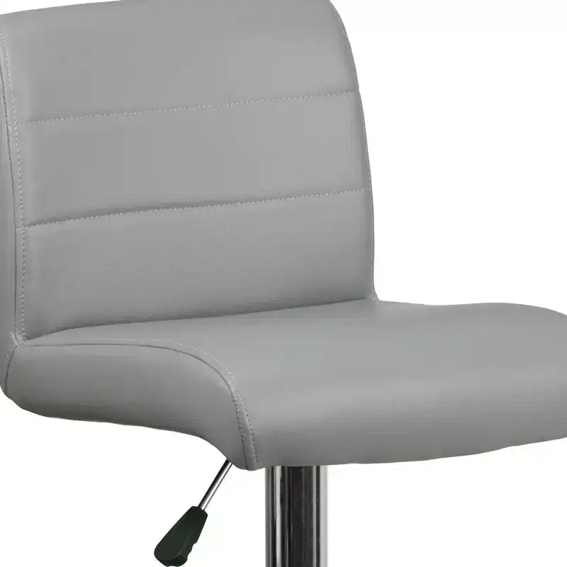 Contemporary Vinyl Adjustable Height Barstool with Rolled Seat & Chrome Base