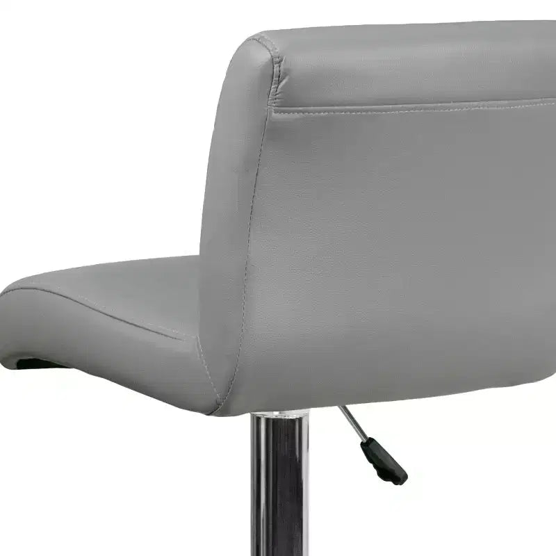 Contemporary Vinyl Adjustable Height Barstool with Rolled Seat & Chrome Base