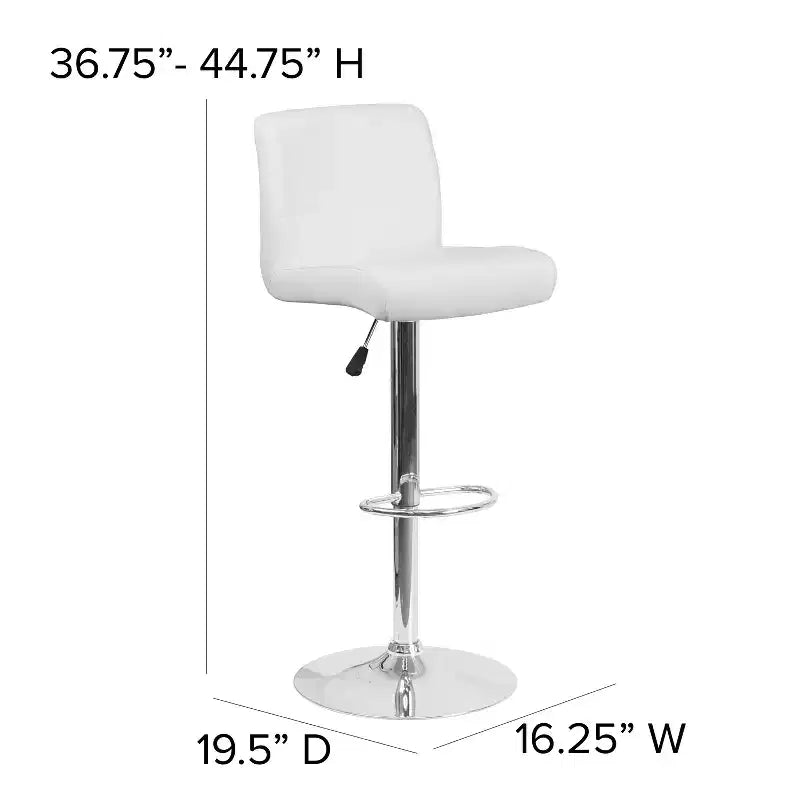 Contemporary Vinyl Adjustable Height Barstool with Rolled Seat & Chrome Base