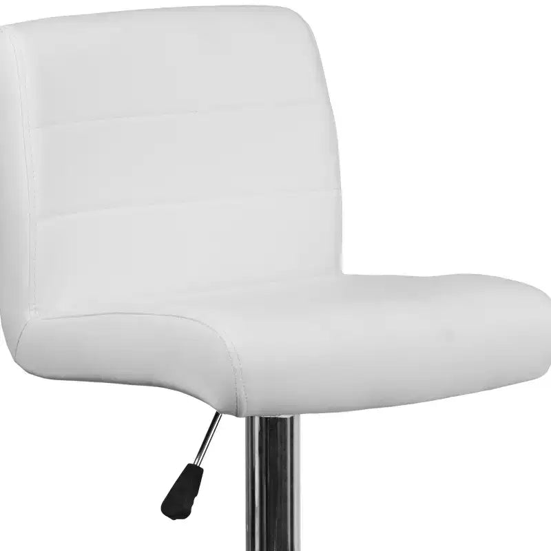 Contemporary Vinyl Adjustable Height Barstool with Rolled Seat & Chrome Base