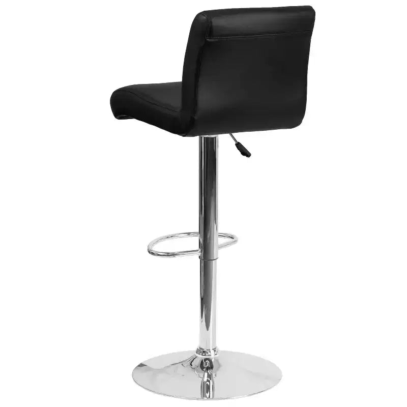 Contemporary Vinyl Adjustable Height Barstool with Rolled Seat & Chrome Base