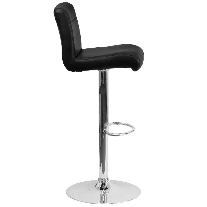 Contemporary Vinyl Adjustable Height Barstool with Rolled Seat & Chrome Base