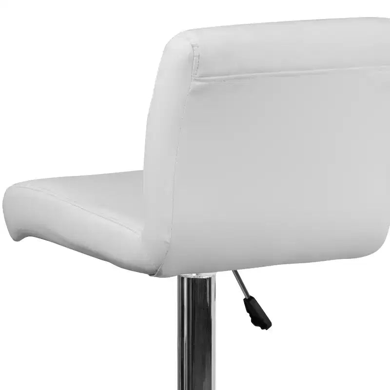 Contemporary Vinyl Adjustable Height Barstool with Rolled Seat & Chrome Base