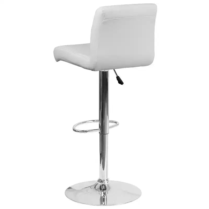 Contemporary Vinyl Adjustable Height Barstool with Rolled Seat & Chrome Base