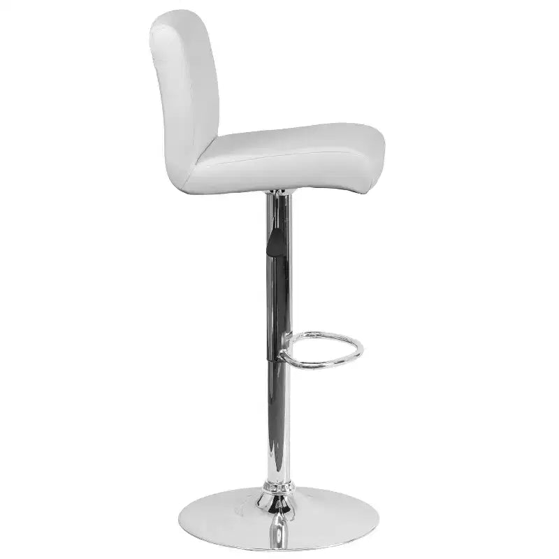 Contemporary Vinyl Adjustable Height Barstool with Rolled Seat & Chrome Base