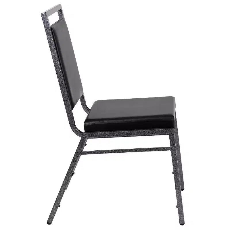 Square Back Stacking Banquet Chair with Silvervein Frame