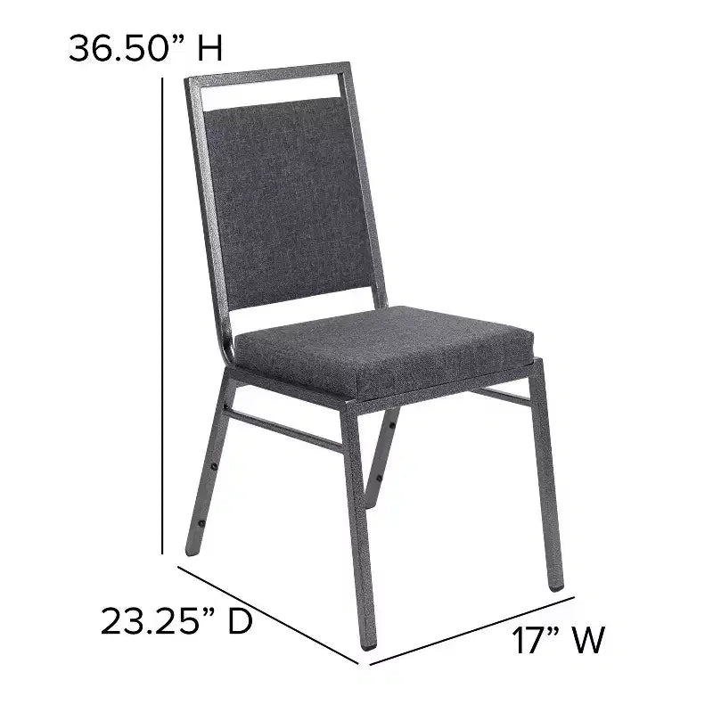 Square Back Stacking Banquet Chair with Silvervein Frame