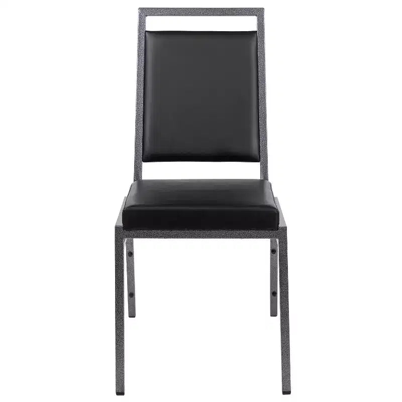 Square Back Stacking Banquet Chair with Silvervein Frame