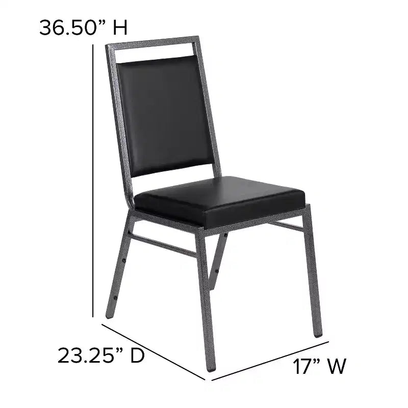 Square Back Stacking Banquet Chair with Silvervein Frame